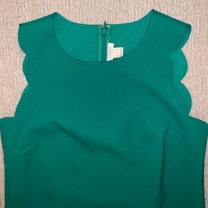 J Crew Scalloped Shift Dress in Kelly Green